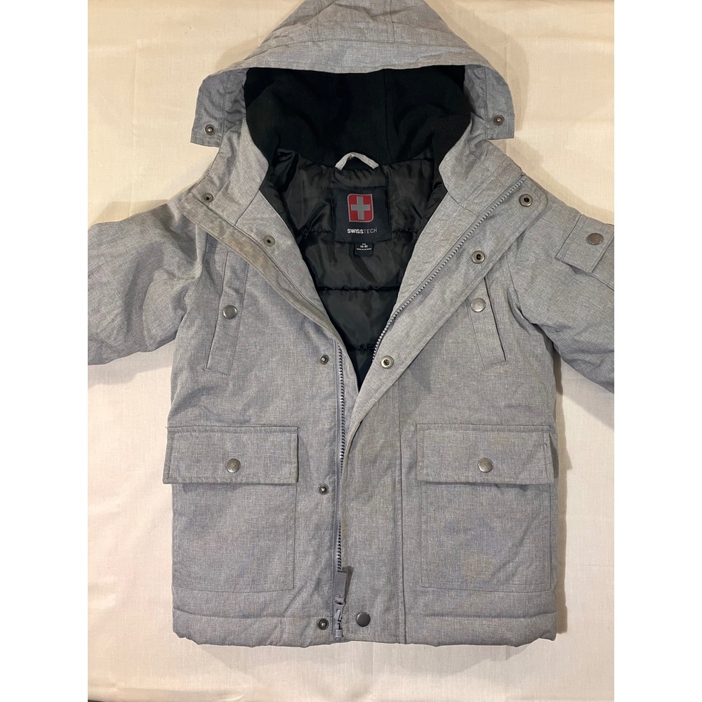 Swiss Tech‎ Kids' Grey Winter Hooded Puffer Coat Jacket Size XS (4-5)